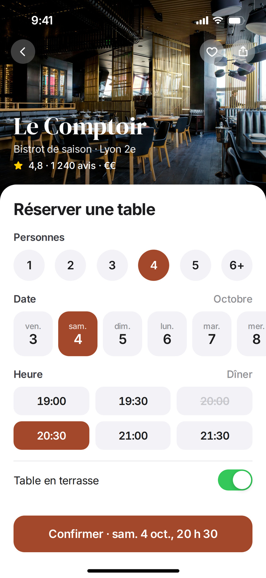Application mobile de restaurant : réservation de table en quelques touches