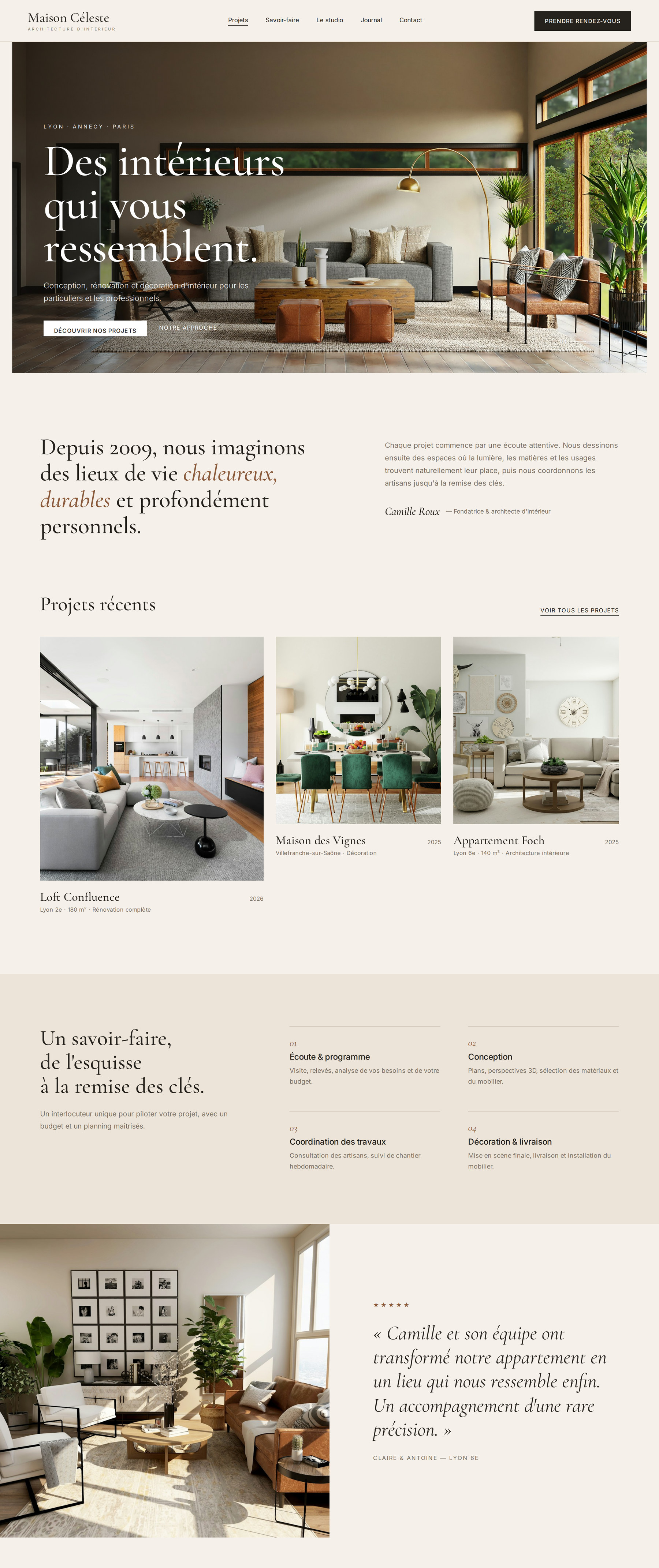 Site vitrine d'architecte d'intérieur créé par KingDream Digital, affiché sur ordinateur